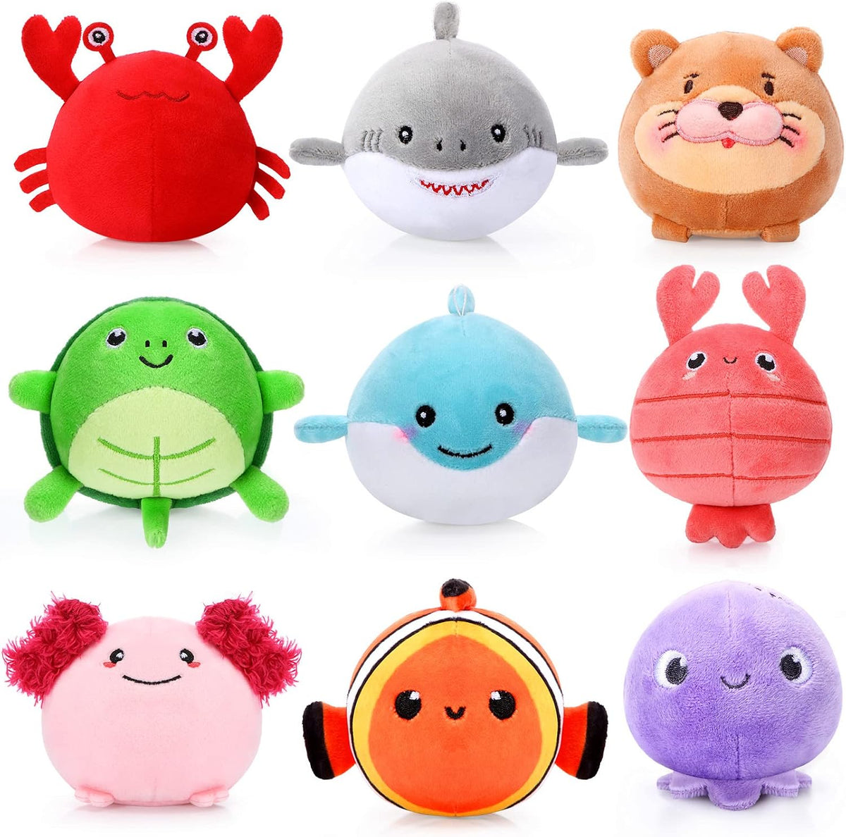 Harrycle 9 mini animales de peluche oceánicos de 3.15 pulgadas, lla...