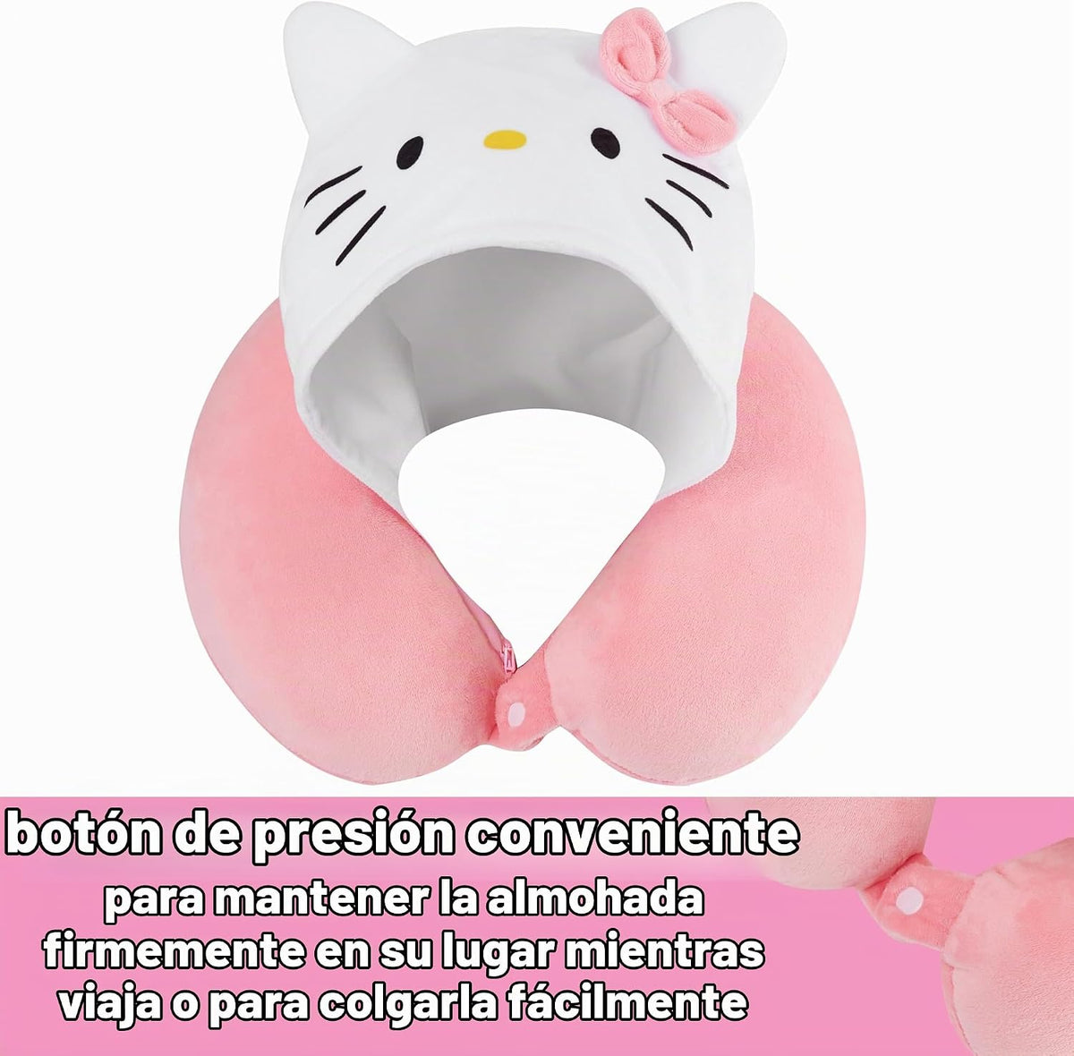 Hello Kitty Almohada de viaje para niñas y adolescentes con capucha...