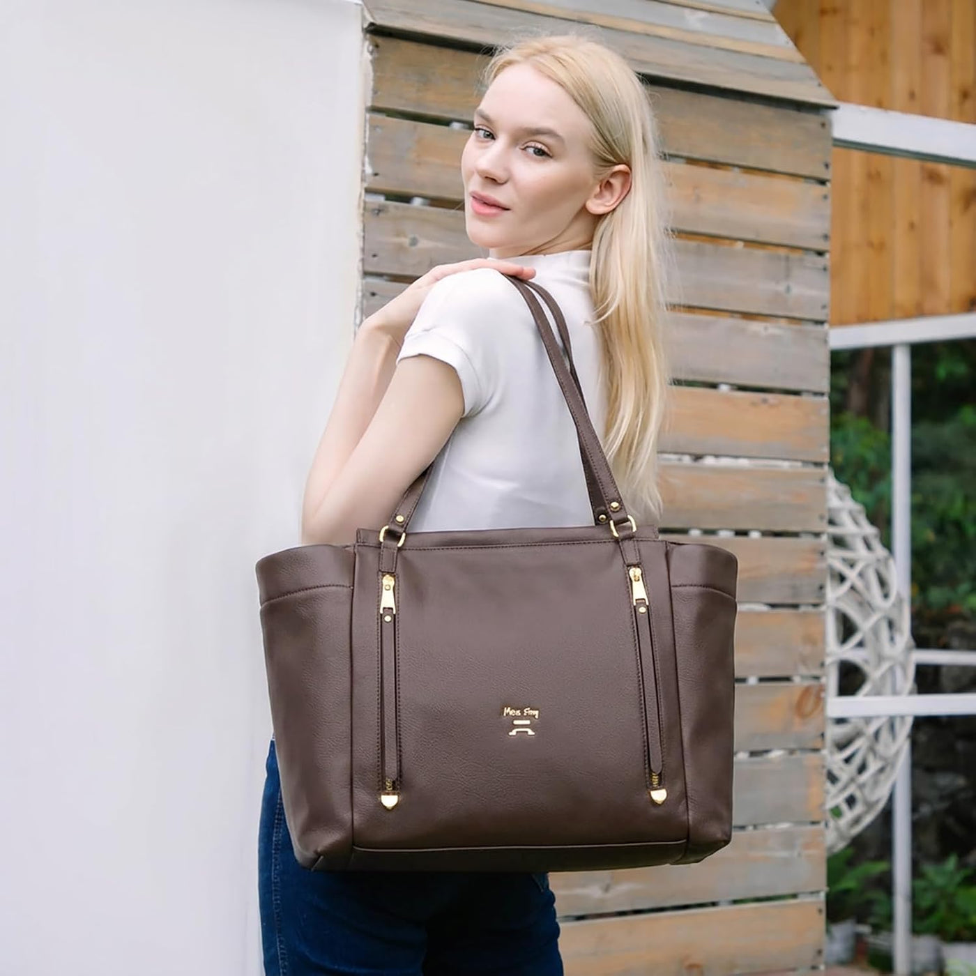 miss fong Bolsa de pañales, Mochila de cuero para pañales, Bolsa de...