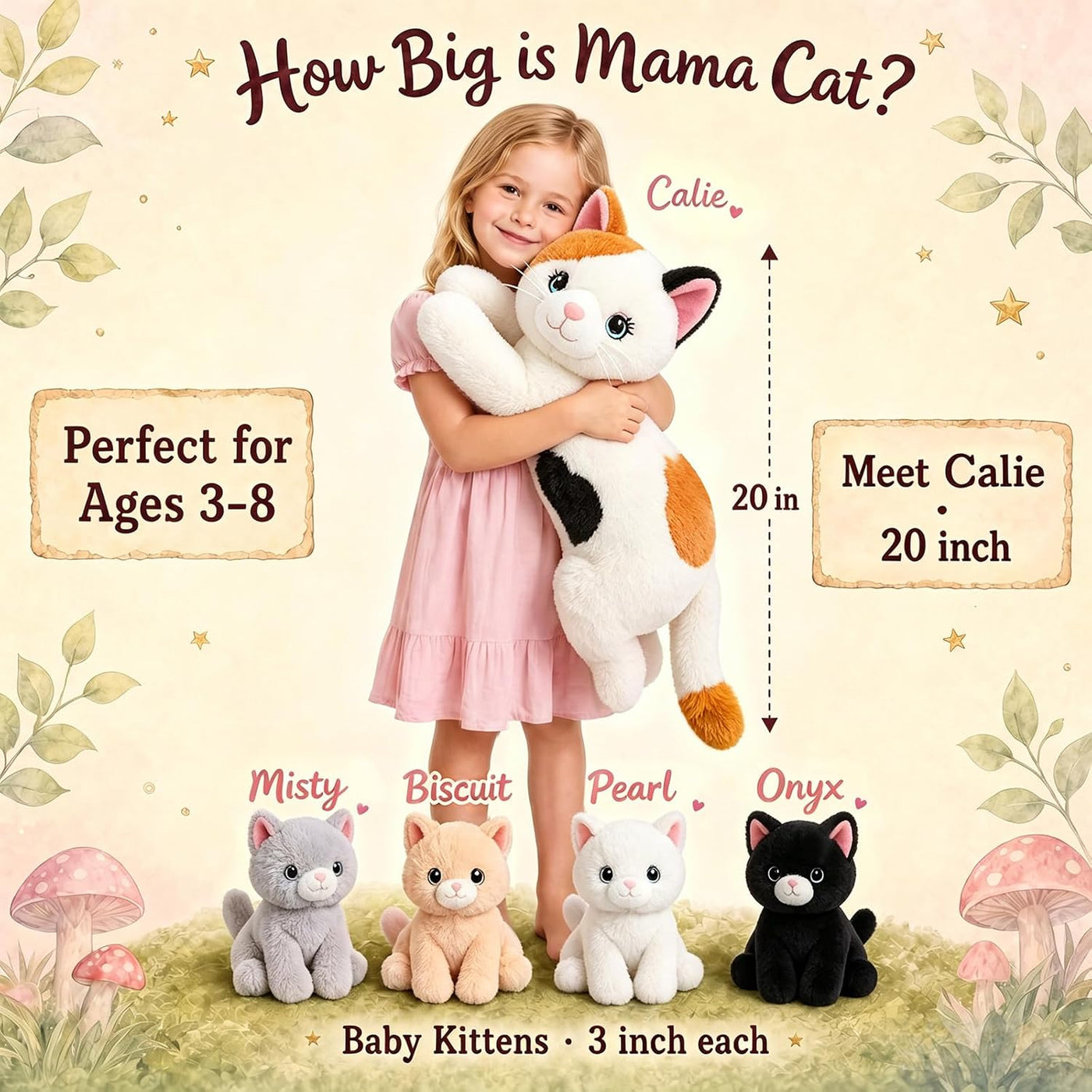 gnomantic 5 Piezas de Animales de Peluche de Gato con Bebés Dentro...