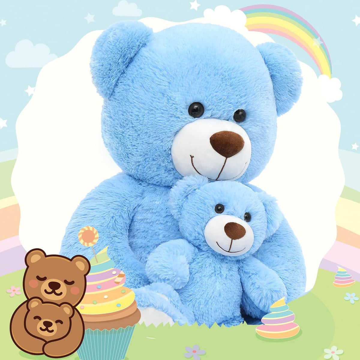 Muiteiur Juego de oso de peluche gigante azul de 40'', lind...