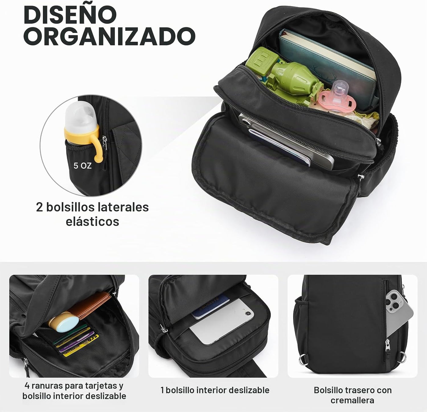 G4Free Mochila pequeña para pañales, compacta, convertible, para mu...