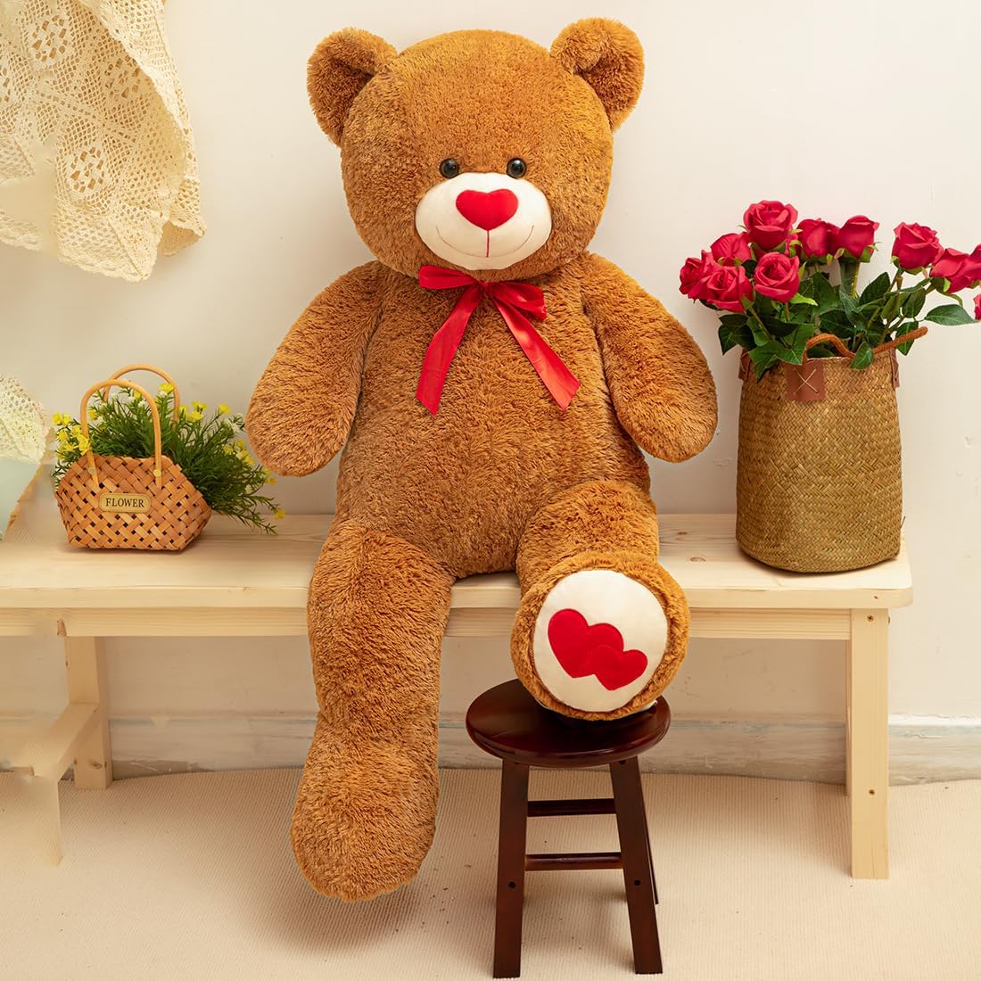 Oso de peluche grande de 43.3 pulgadas, oso de peluche gigante con...