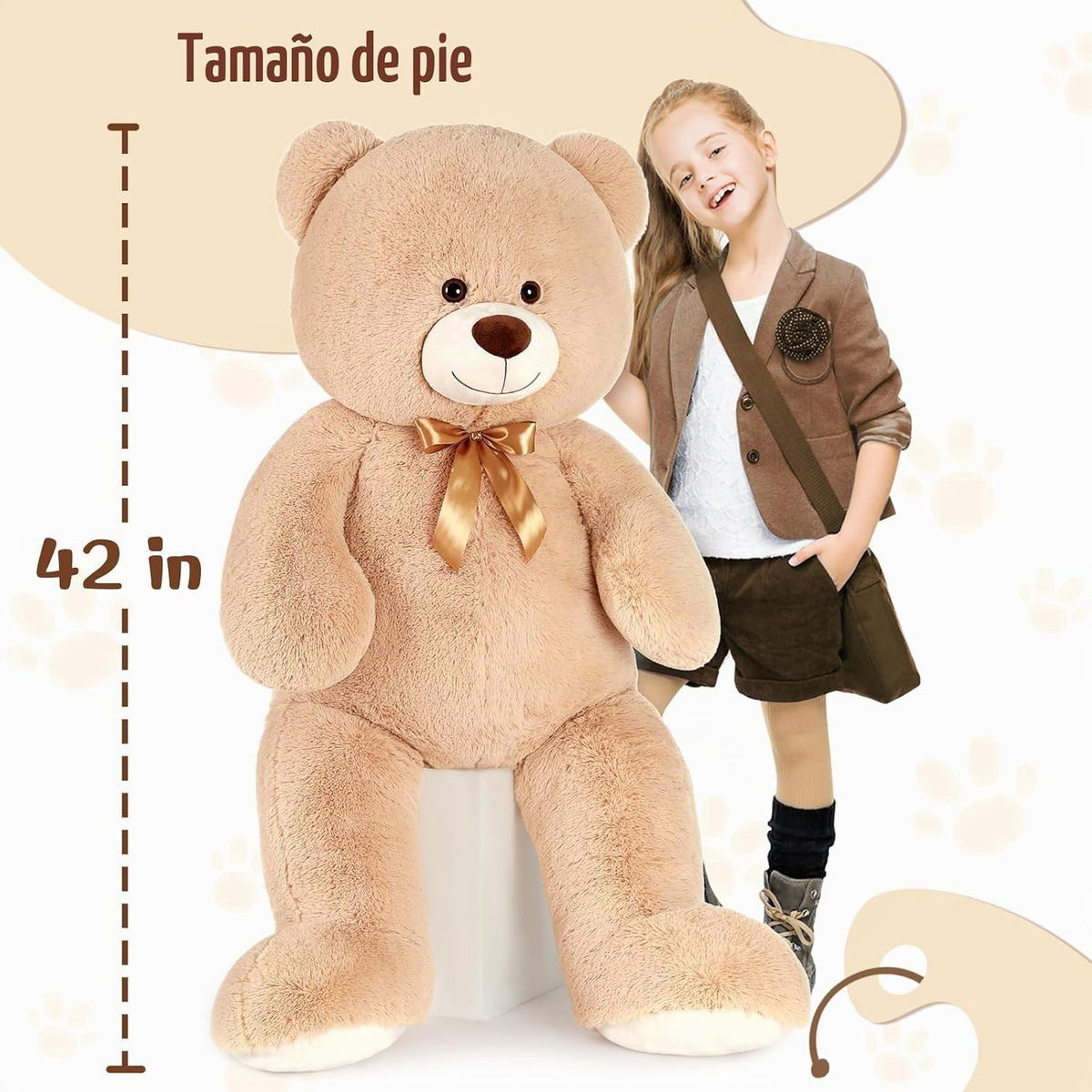 MaoGoLan Oso de peluche gigante de 4 pies de crema, oso de peluche...