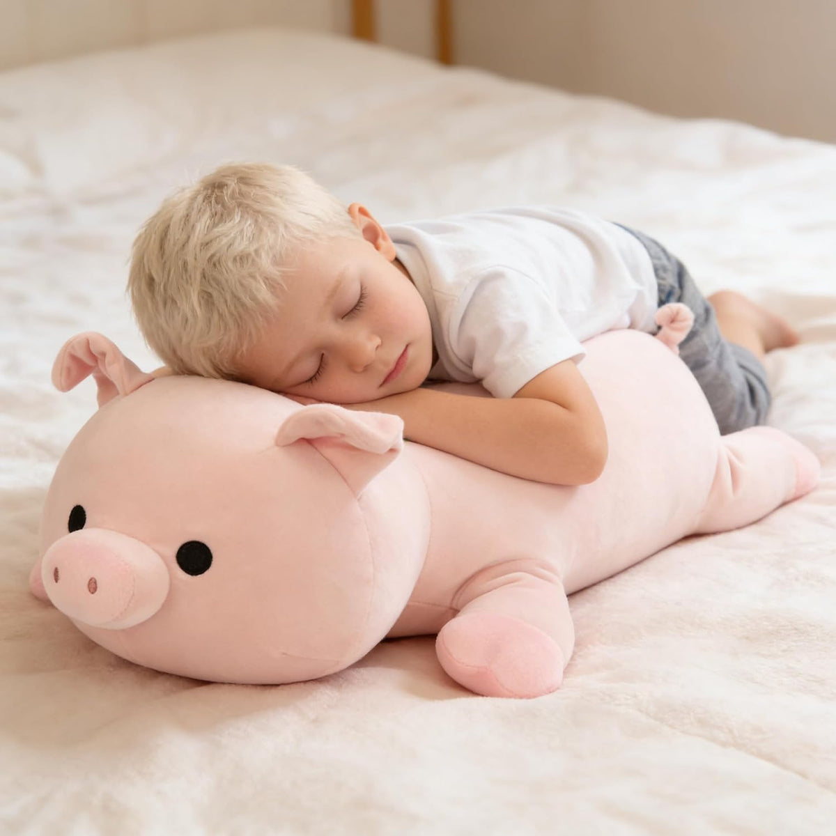 MaoGoLan - Almohada de peluche de cerdo rosa, almohada corporal de...