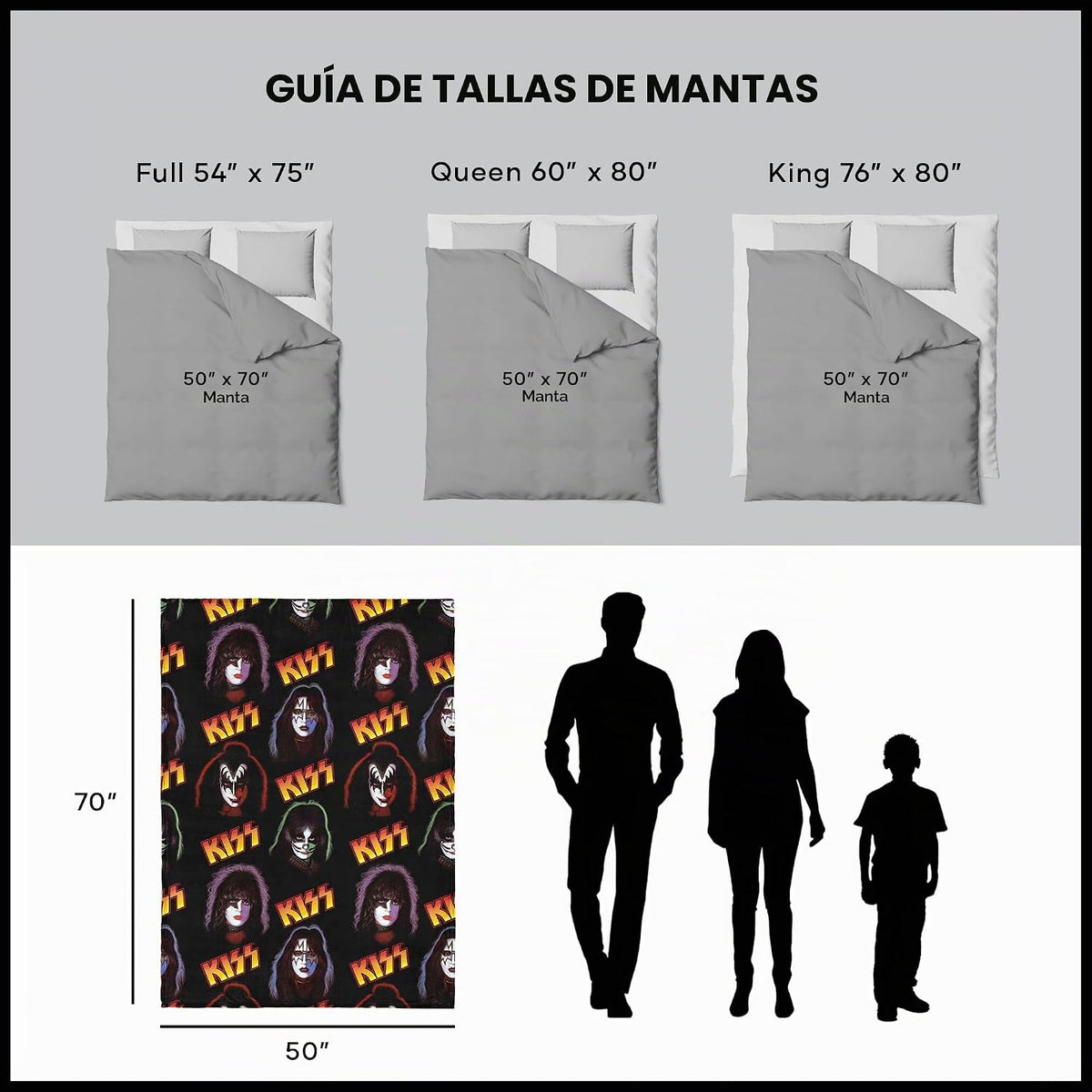 Northwest KISS Manta de Retratos, Manta de Toque Sedoso de Rock and...