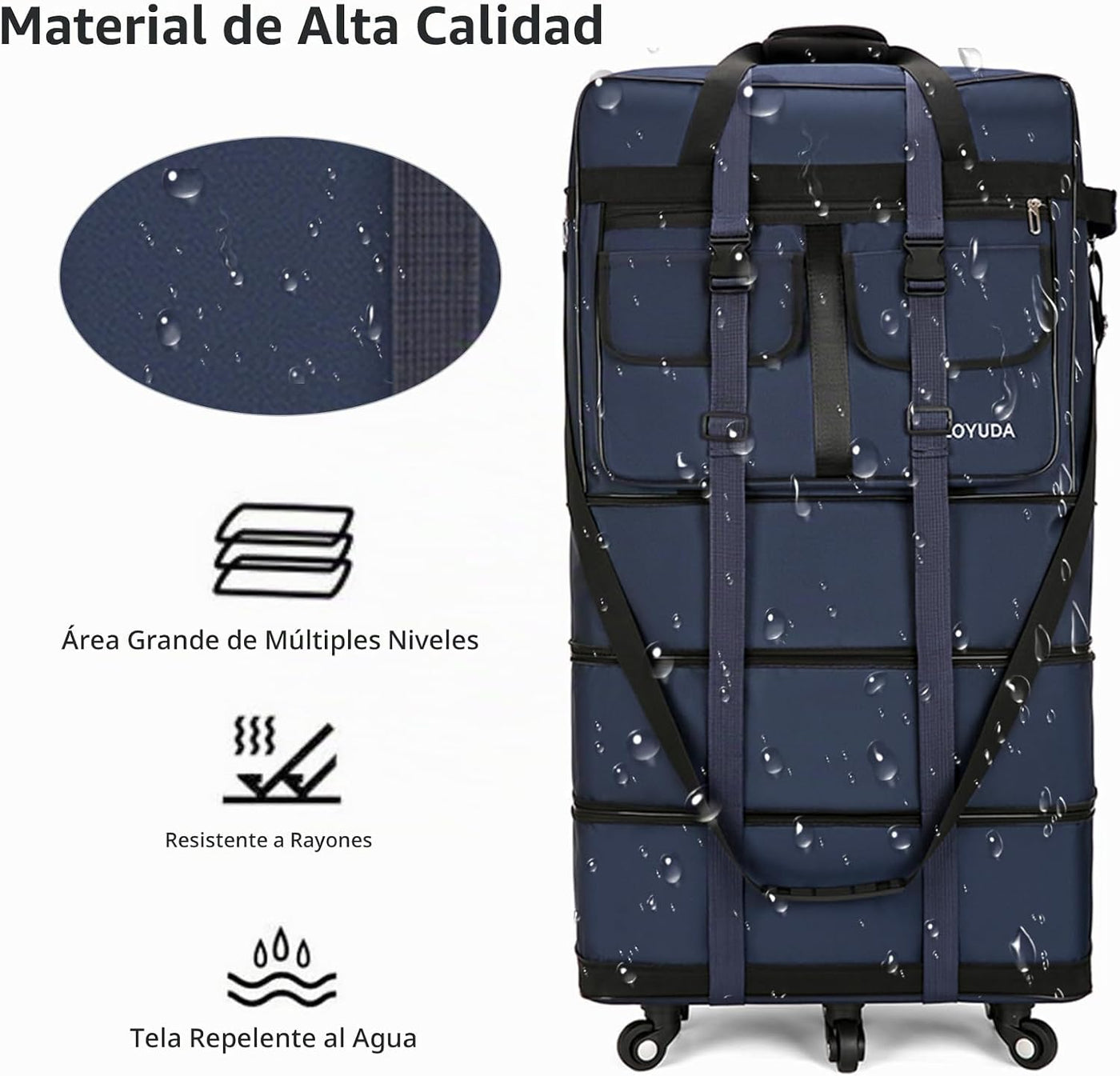 Gloyuda Equipaje Expandible de 130L, Maleta de 40 Pulgadas con Rued...