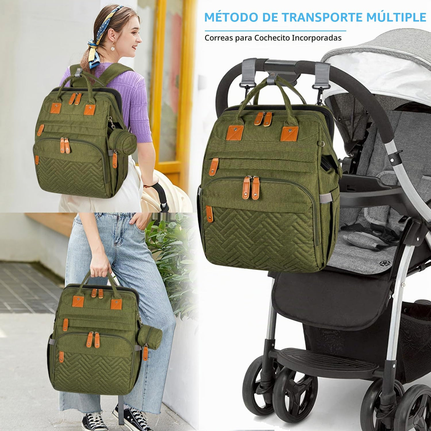 KABAQOO Mochila para pañales con estación de cambio desmontable, bo...