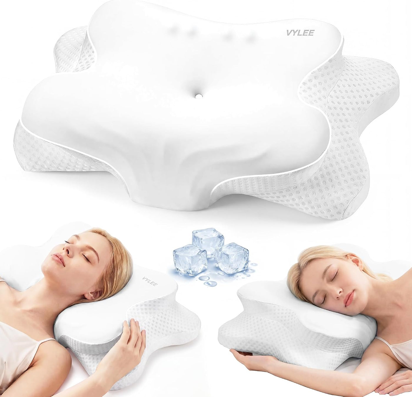 VYLEE Almohada cervical para el cuello, almohada de contorno de esp...