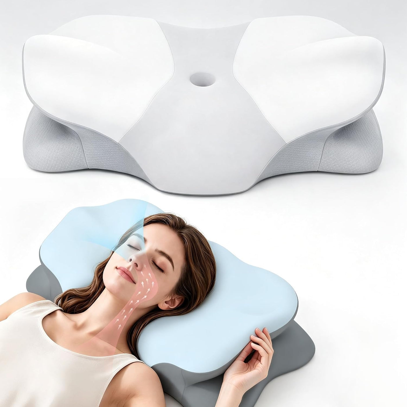 Almohada cervical para el cuello para aliviar el dolor, 2 fundas de...