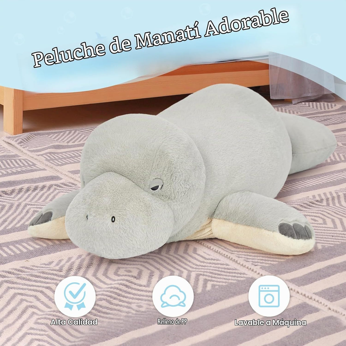 MorisMos Peluche de manatí gigante de 47 pulgadas, juguete de peluc...