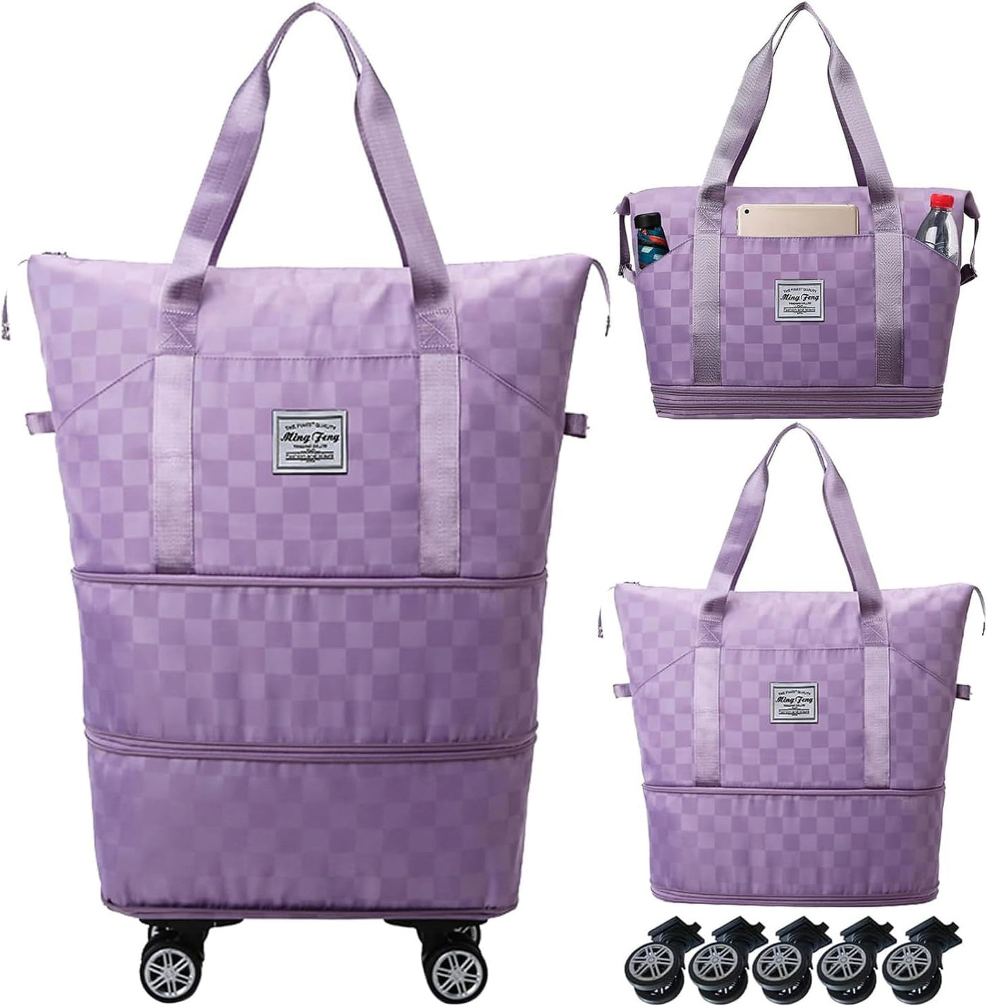 Maletas de Lona Plegables Expandibles, Ruedas Giratorias Desmontabl...