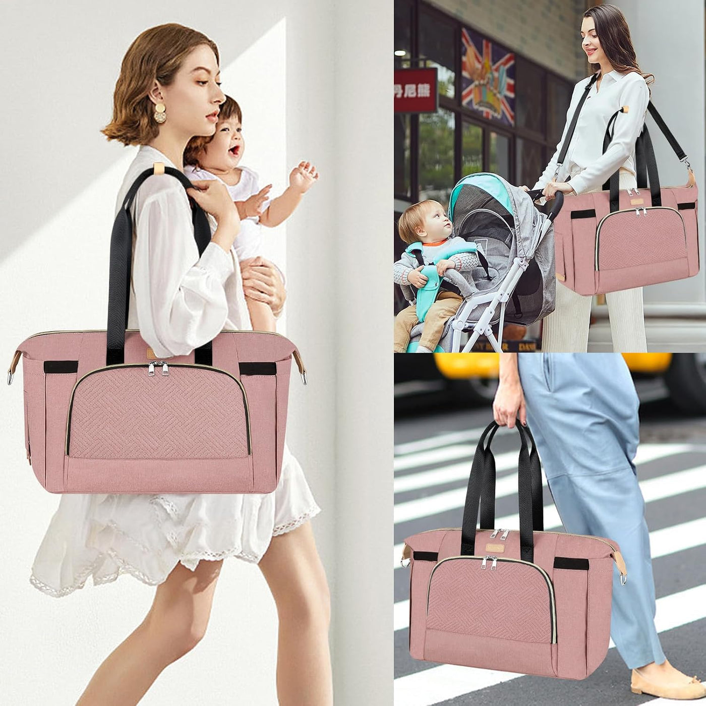 ITIEZY Bolsa de pañales tipo tote para bebé - Bolsa grande para mam...