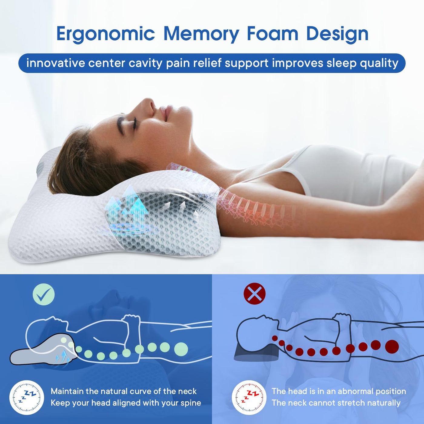 LALUCREATE - Almohada de soporte cervical para el cuello, almohada...