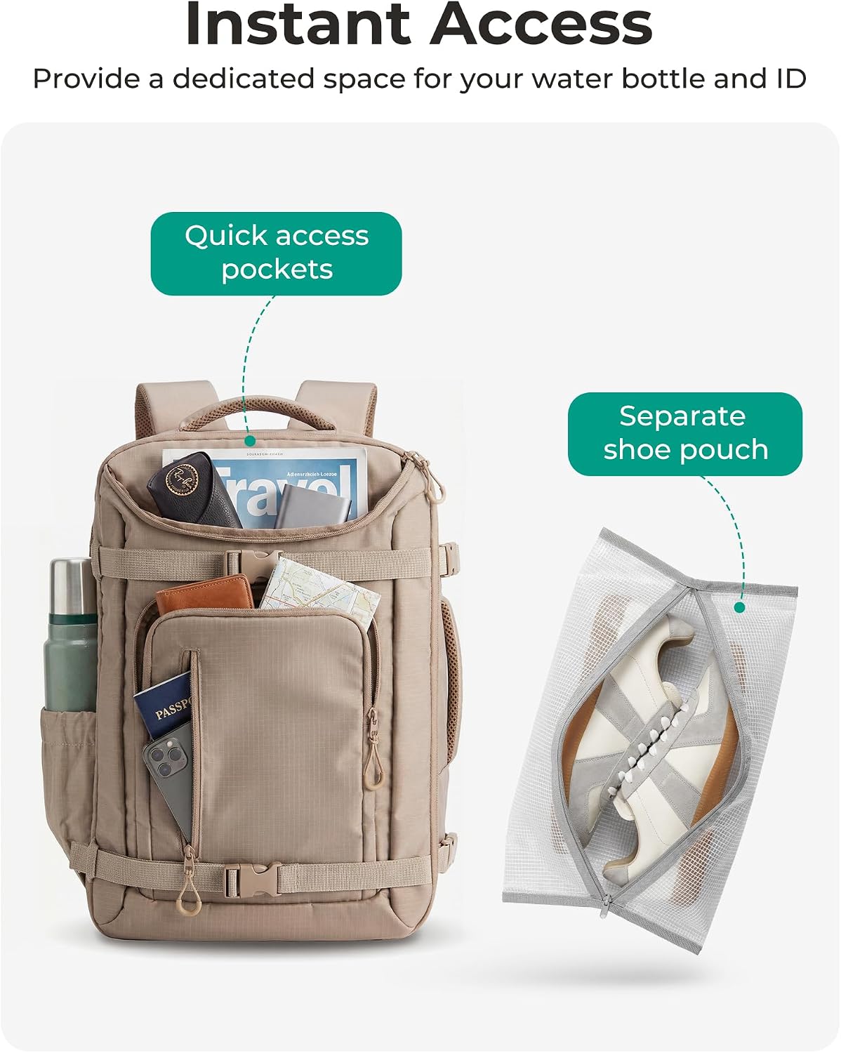 Mochila de viaje BAGSMART para mujeres y hombres, mochila de transp...
