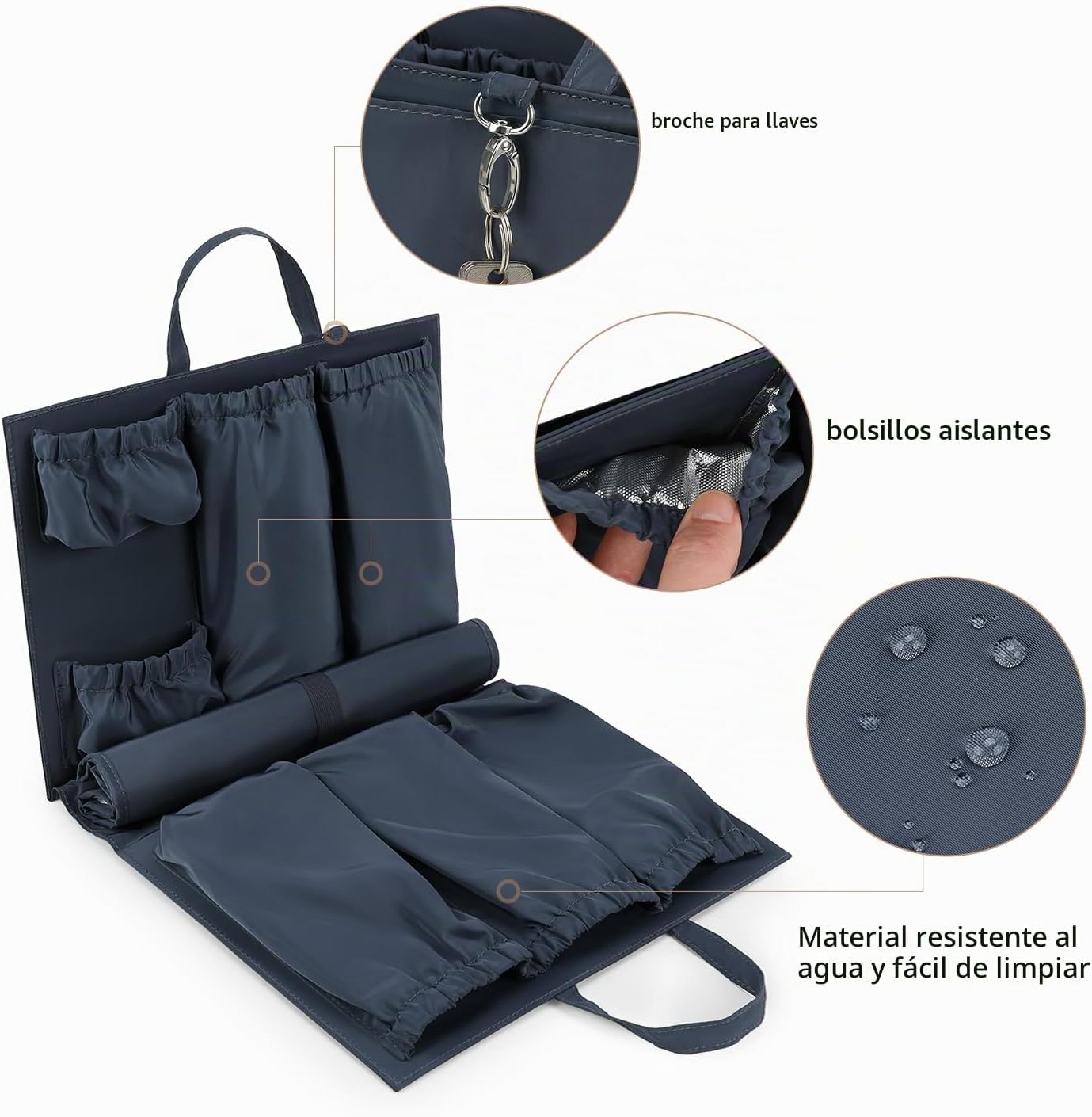 Lmbabter Organizador extraíble con bolsillo aislado, bolsa de pañal...