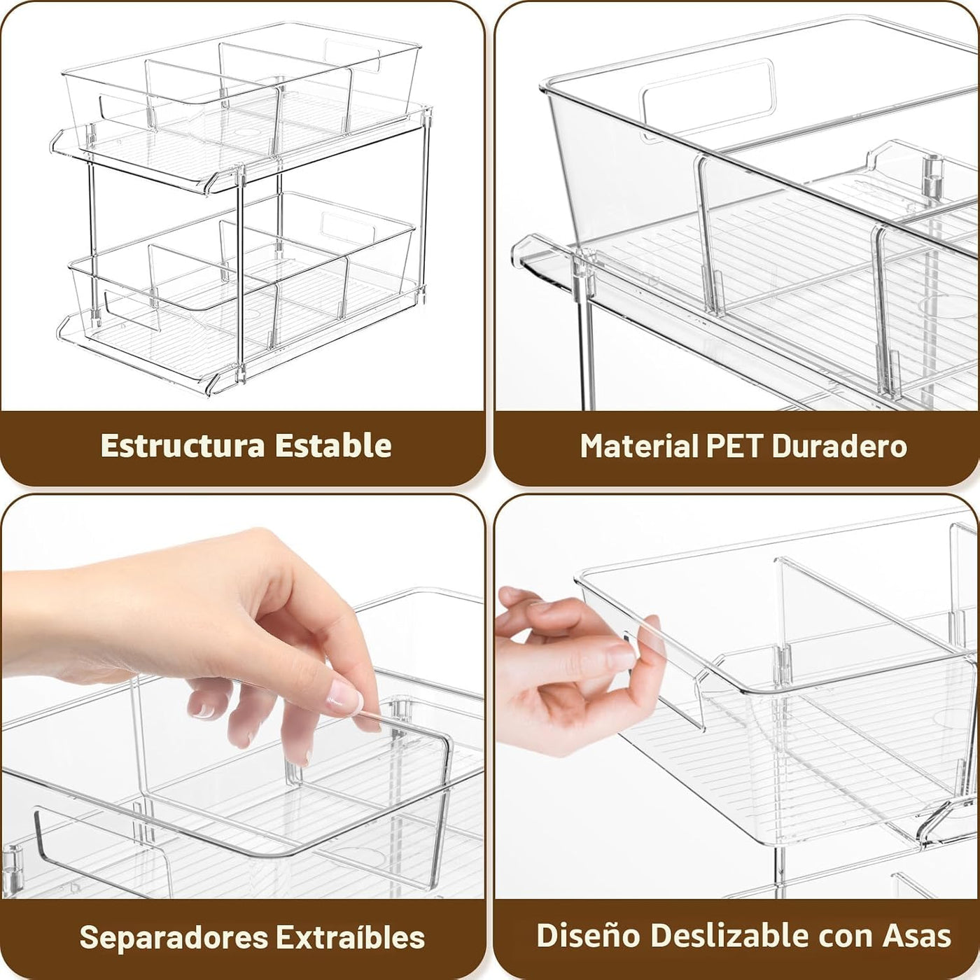 Fabspace Organizador Extraíble para el Hogar, Paquete de 2 Organiza...