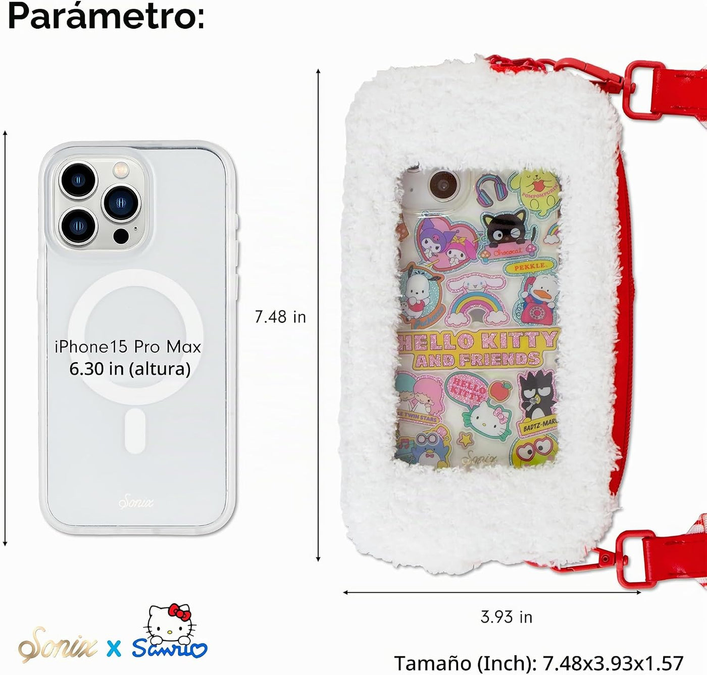 Sonix x Sanrio - Cartera de felpa para teléfono, bolso cruzado de p...