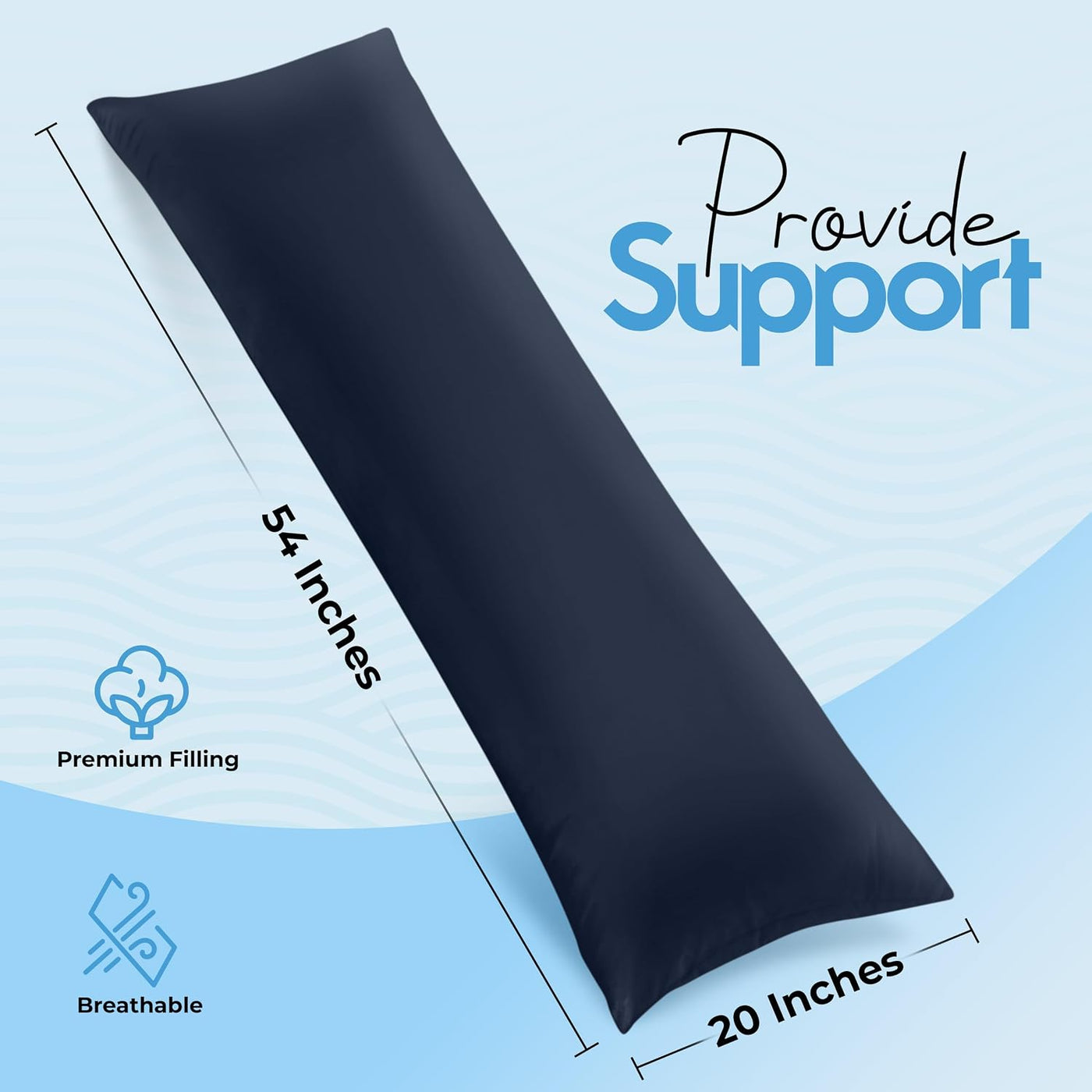 Utopia Bedding Almohada de cuerpo completo para adultos (azul marin...