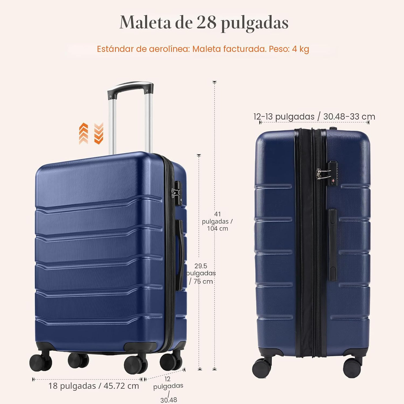 Sweetcrispy Maleta de mano, equipaje con ruedas giratorias, carcasa...