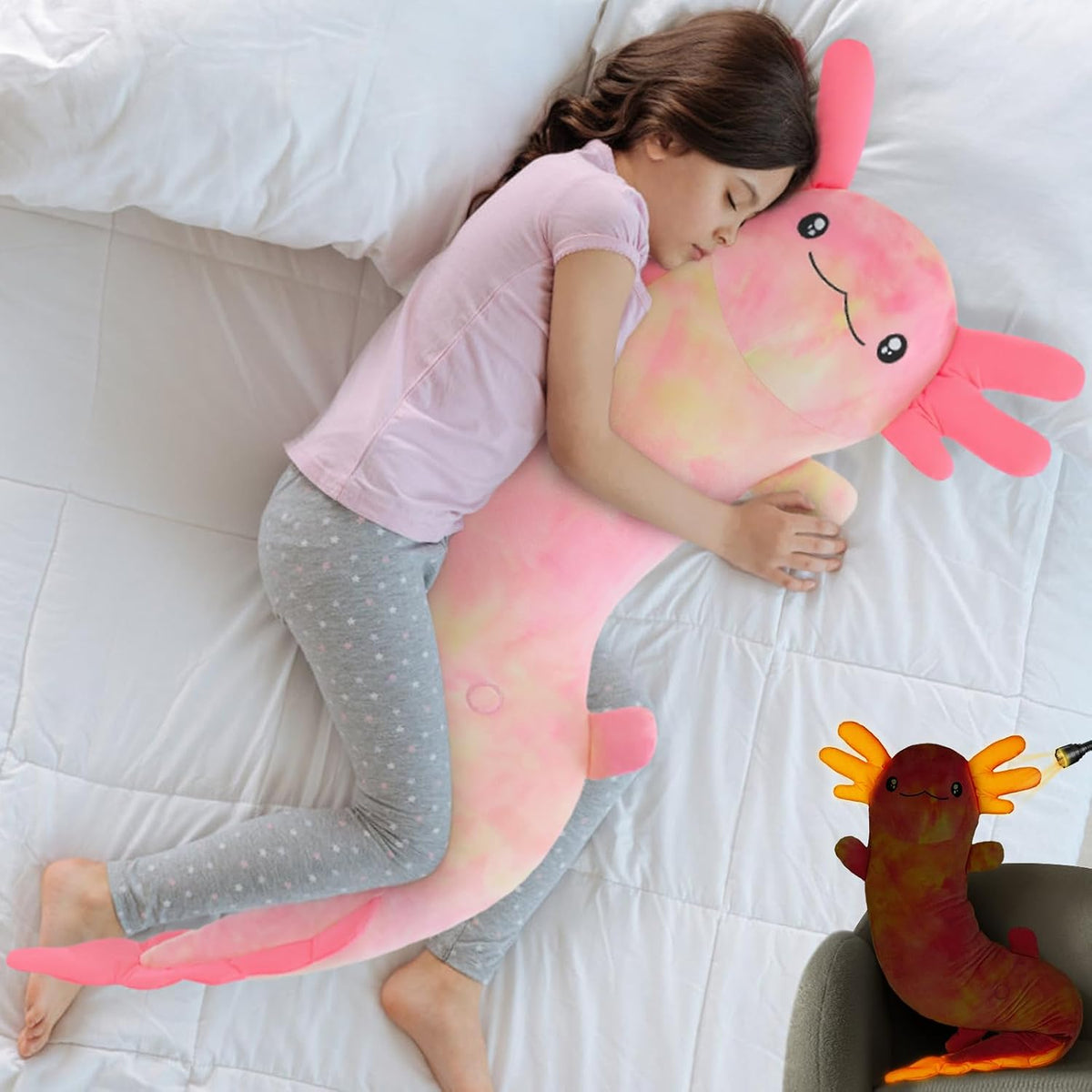 MaoGoLan Almohada de felpa de ajolote gigante, juguete de peluche d...