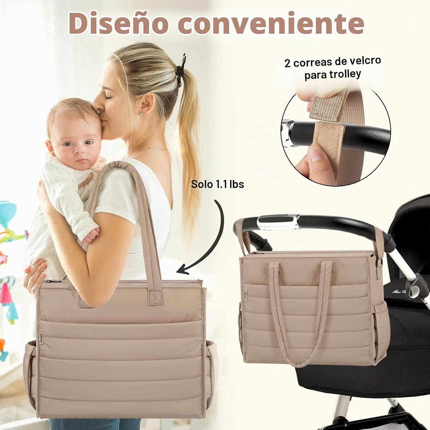IBFUN Bolso de Pañales para Bebé - Bolso Grande para Bebé 4Pcs con...