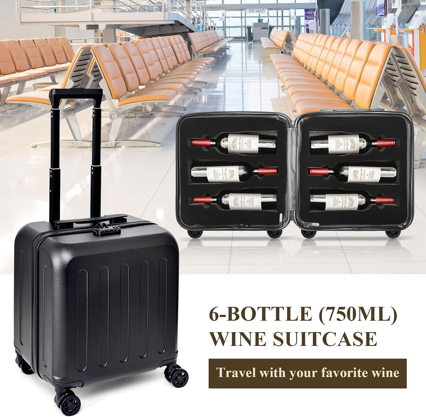 Wine Luggage - Maleta de vino aprobada por aerolíneas de 6 botellas...