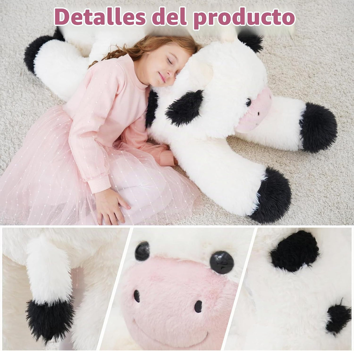 EEYQR Animales de peluche de vaca gigante, juguete de peluche grand...