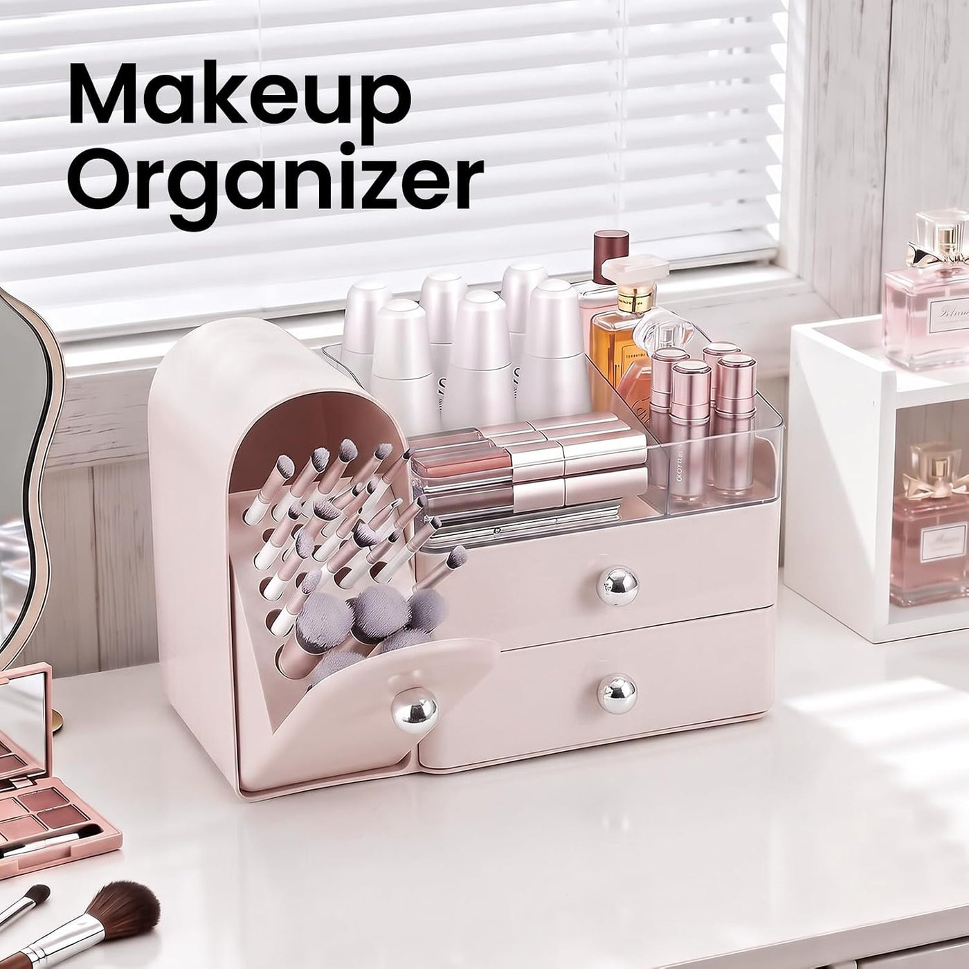 TRQWRO Organizador de maquillaje con soporte para brochas de maquil...