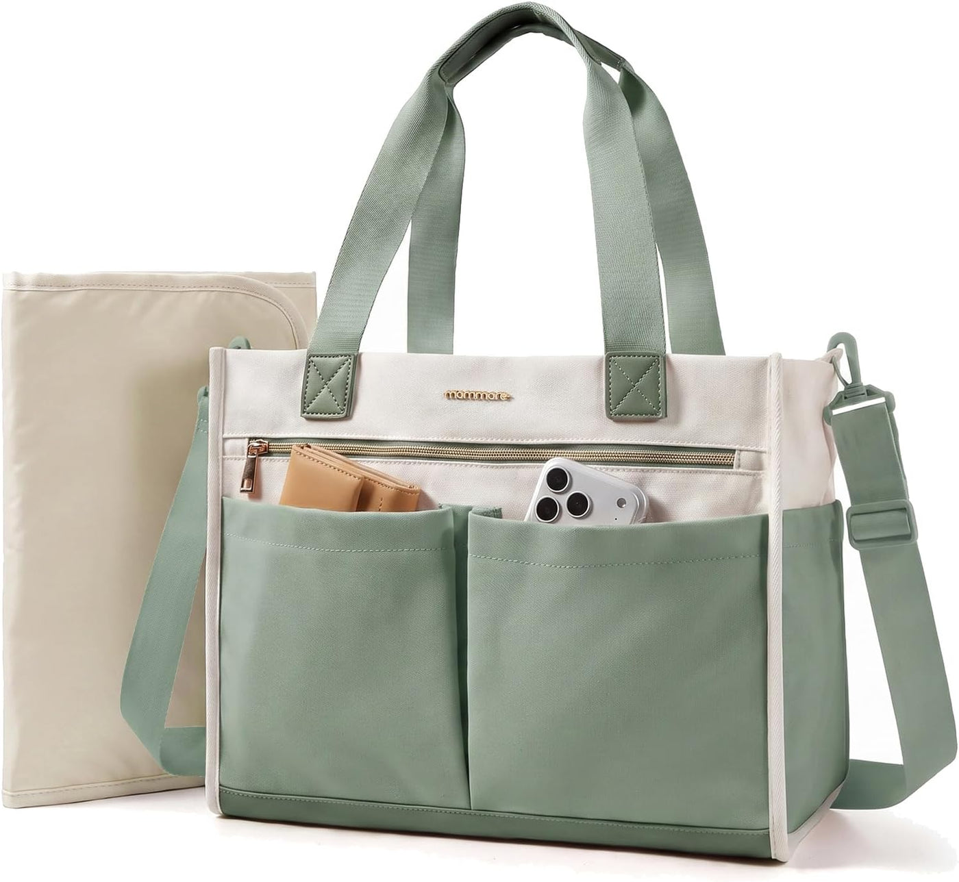 mommore Bolsa de pañales de lona Bolso de hospital con estilo para...