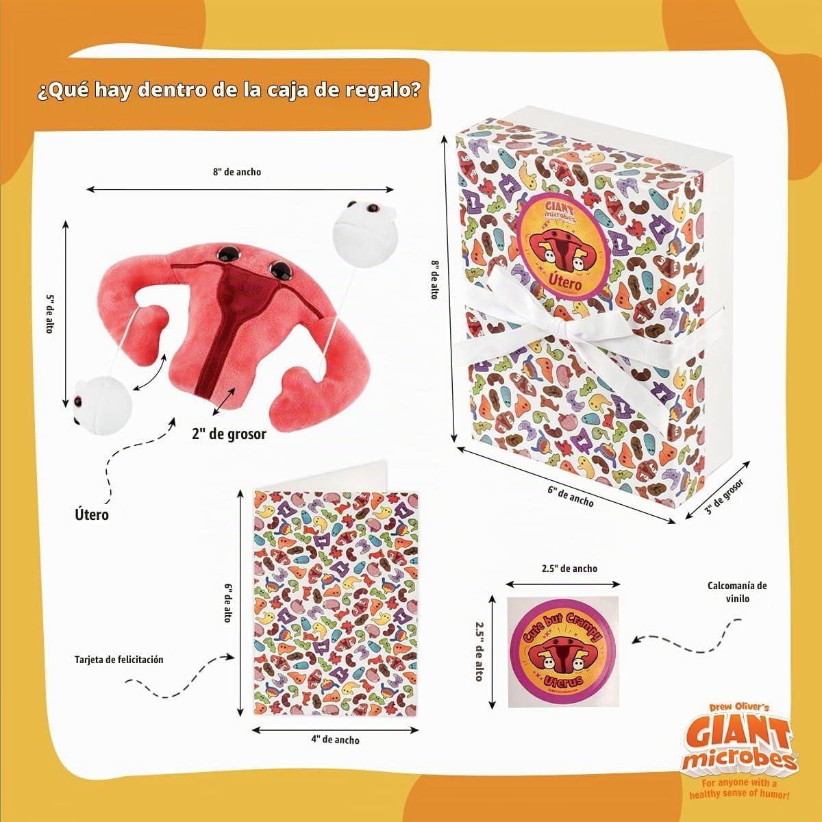 GIANT MICROBES Uterus Plush Get Well Set de regalo \u2013 Incluye j...