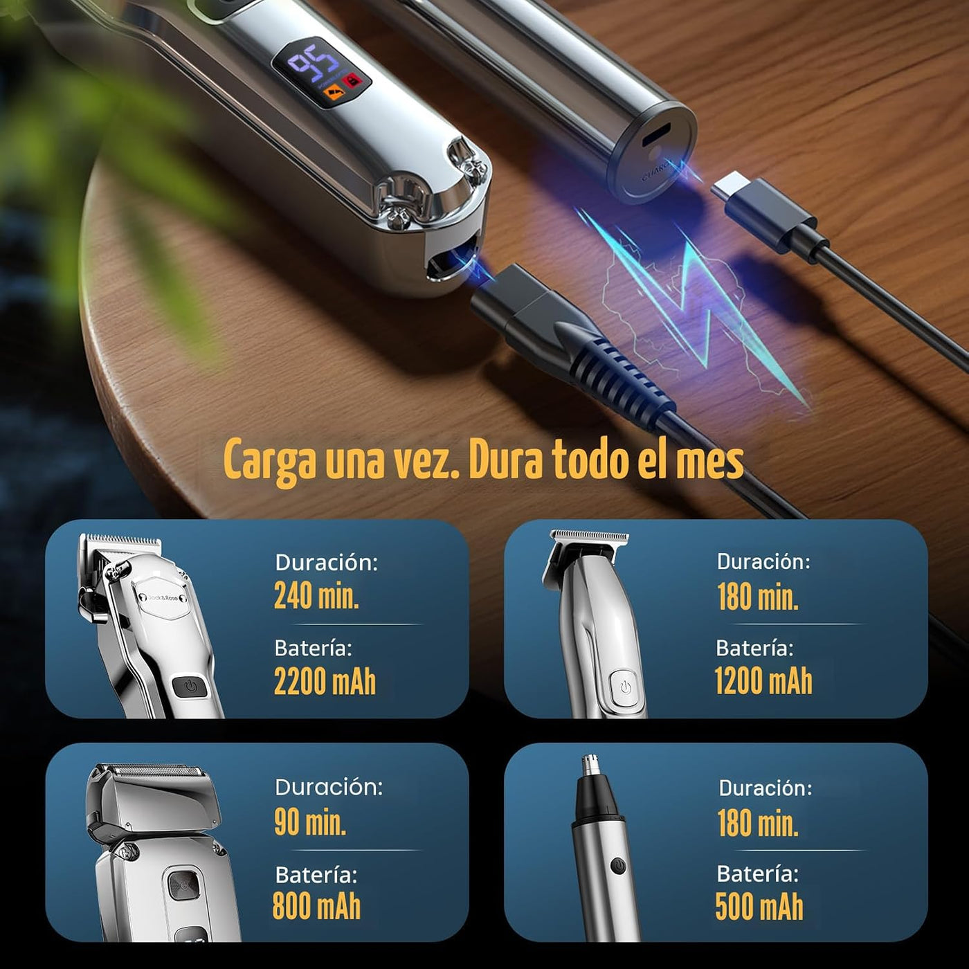 Jack & Rose - Cortadora de pelo para hombres, kit profesional,...