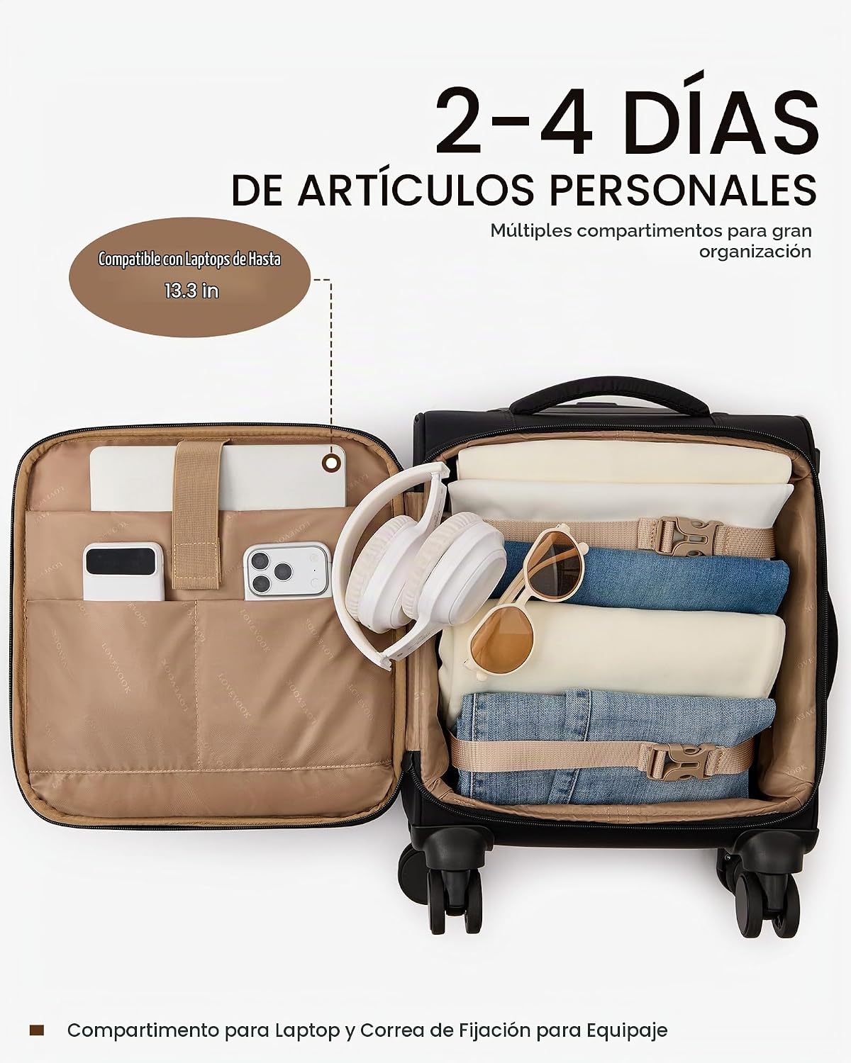 LOVEVOOK Equipaje de mano de 22 x 14 x 9 aprobado por aerolíneas, m...