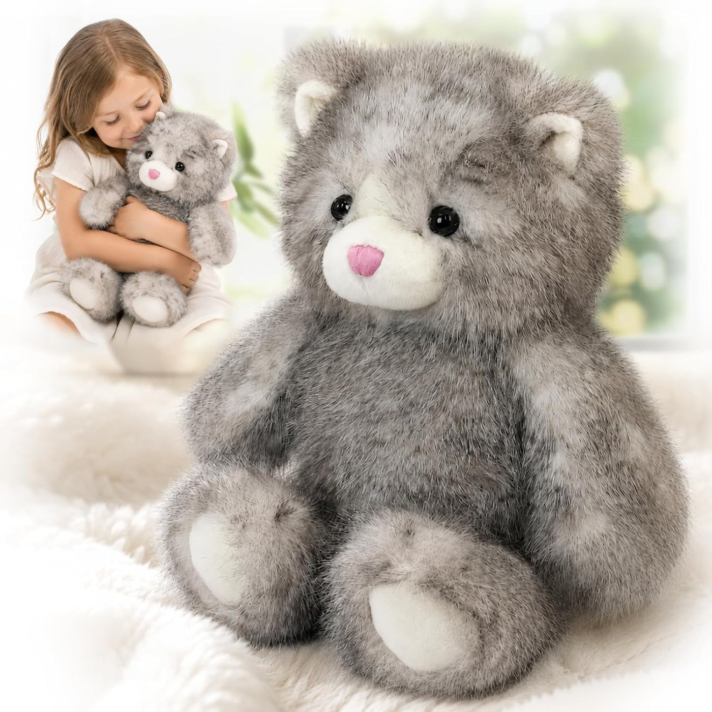 Cudhug Juguete interactivo de peluche de gato suave de 15.7 pulgada...