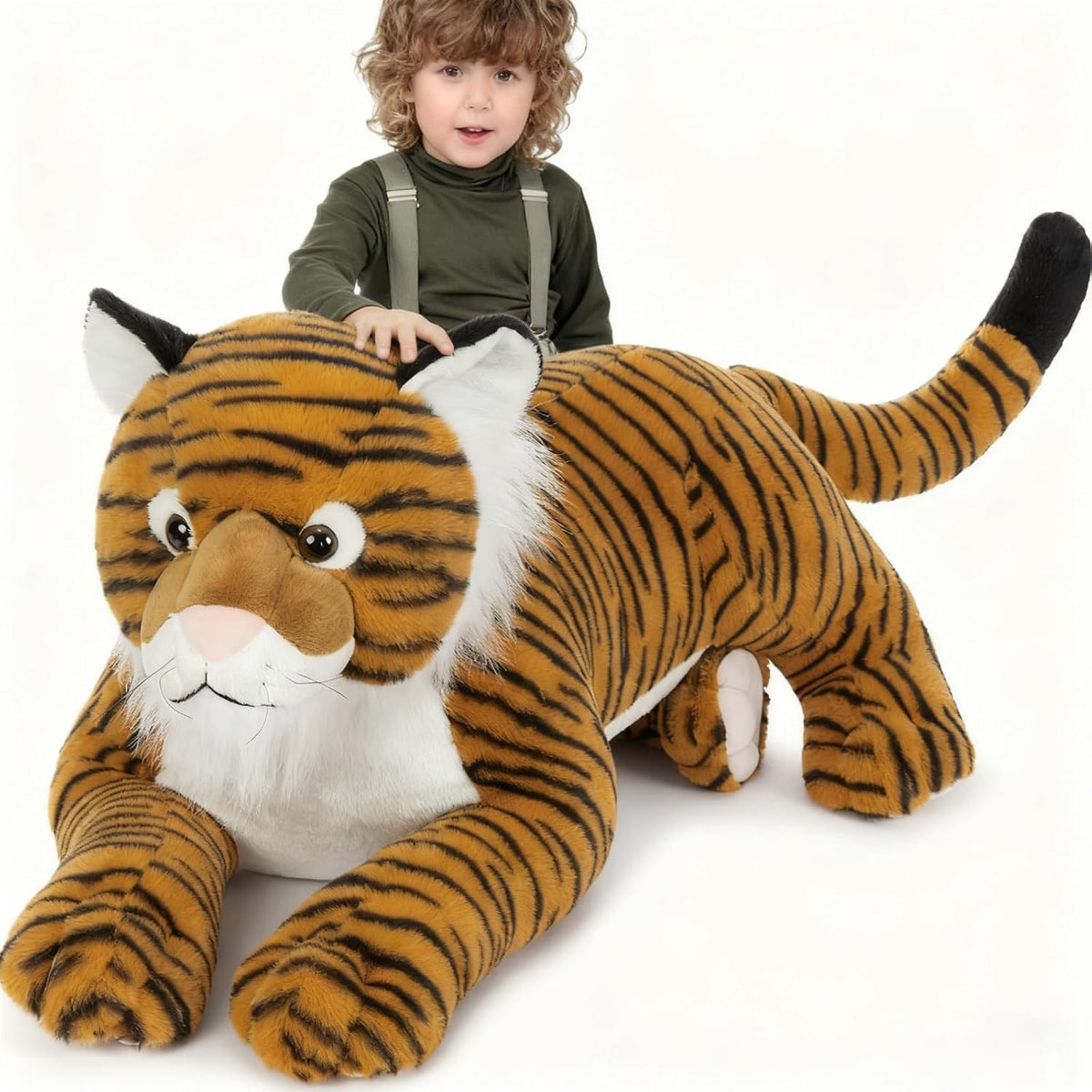 Tezituor - Peluche gigante de tigre de 43.3 pulgadas, almohada de c...