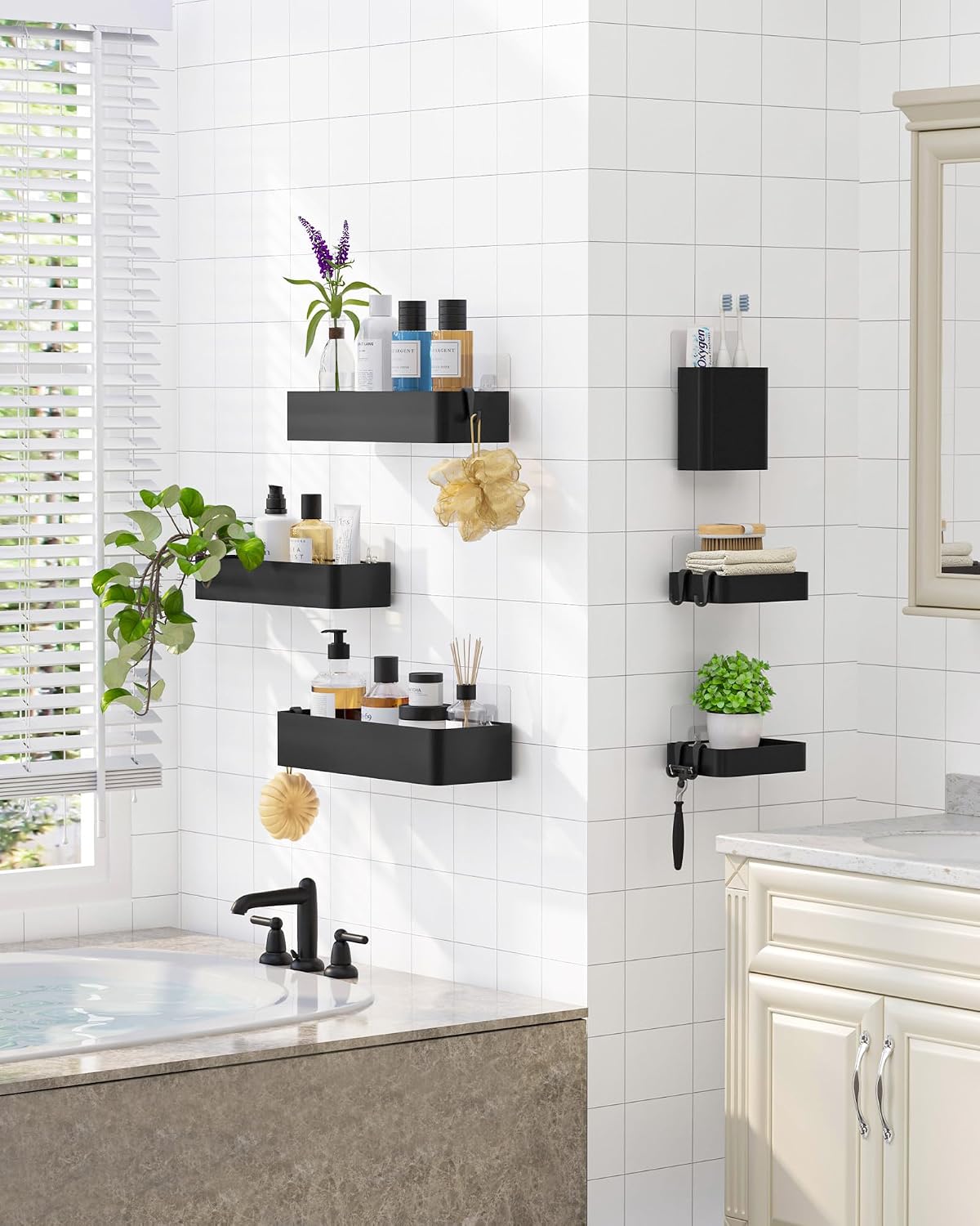 Kitsure Organizador adhesivo para ducha, paquete de 6, estantes de...
