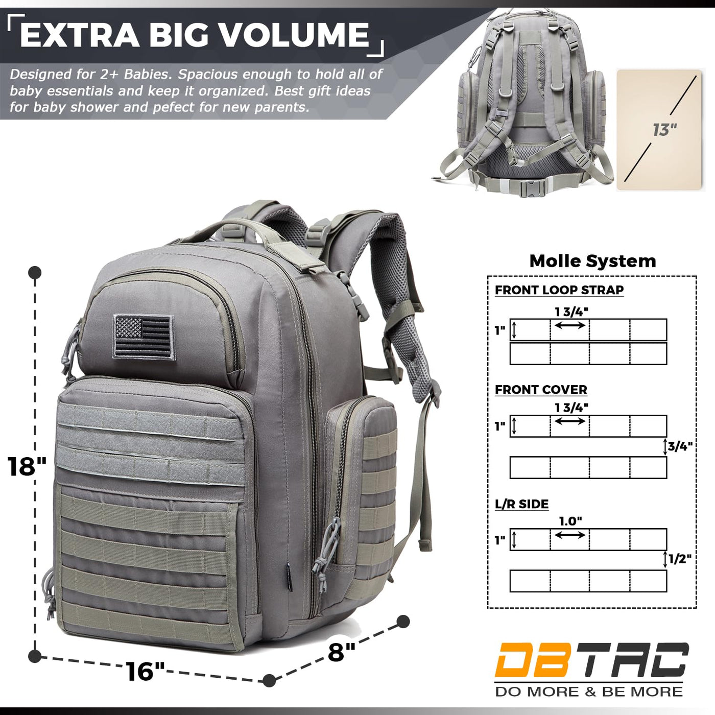 DBTAC - Mochila para pañales para papá, bolsa de pañales grande par...