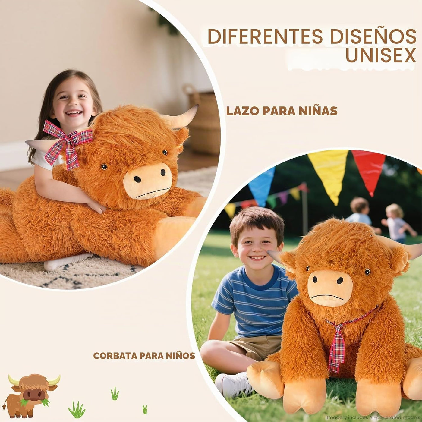 SuzziPals Animales de peluche de vaca gigante de las tierras altas...
