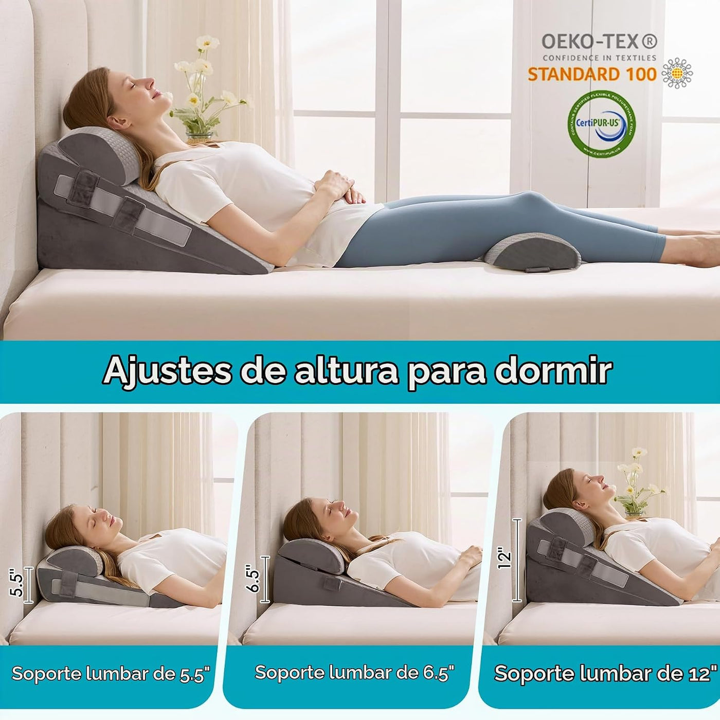 WGAKCED Juego de 4 almohadas de cuña para después de la cirugía, al...