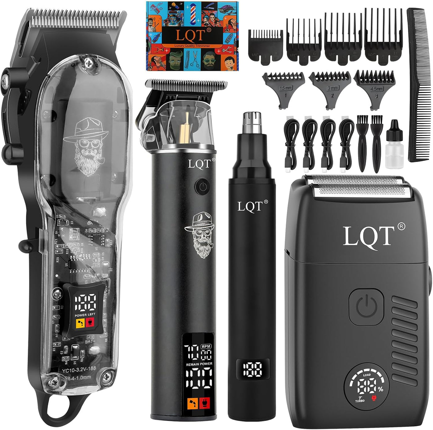 LQT Kit profesional de cortapelos y recortadora inalámbrica para ho...