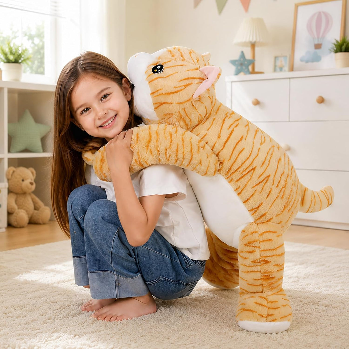 Peluche de gato gigante de 32 pulgadas, almohada grande de felpa de...