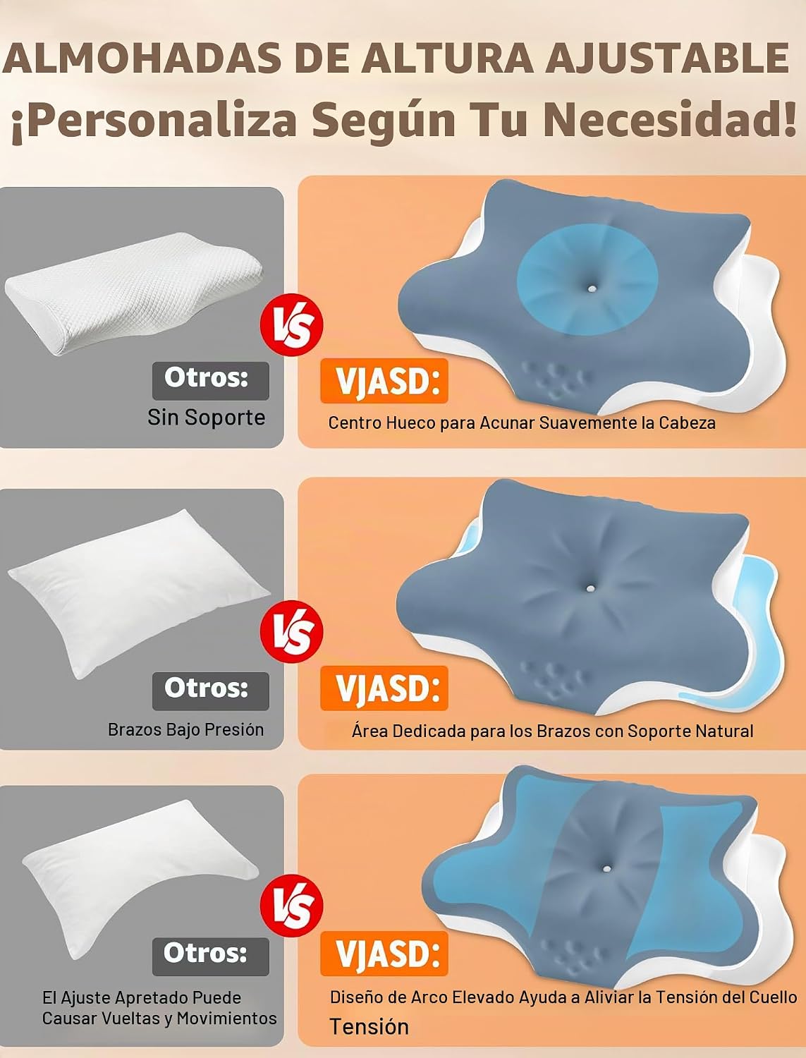 Almohada cervical para el cuello para aliviar el dolor, almohada er...