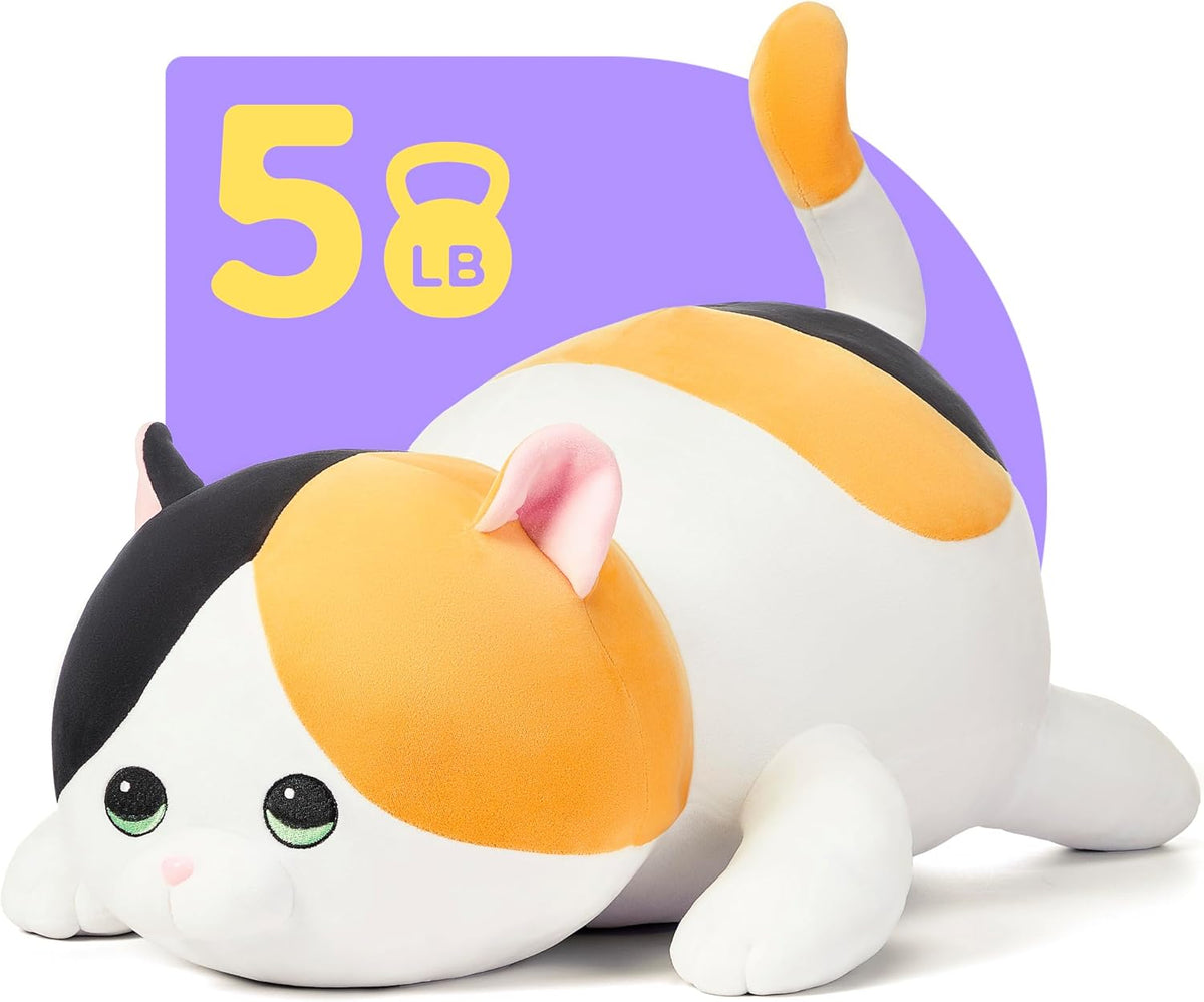 IKASA Juguete de peluche gigante de 5 libras con peso de gato calic...