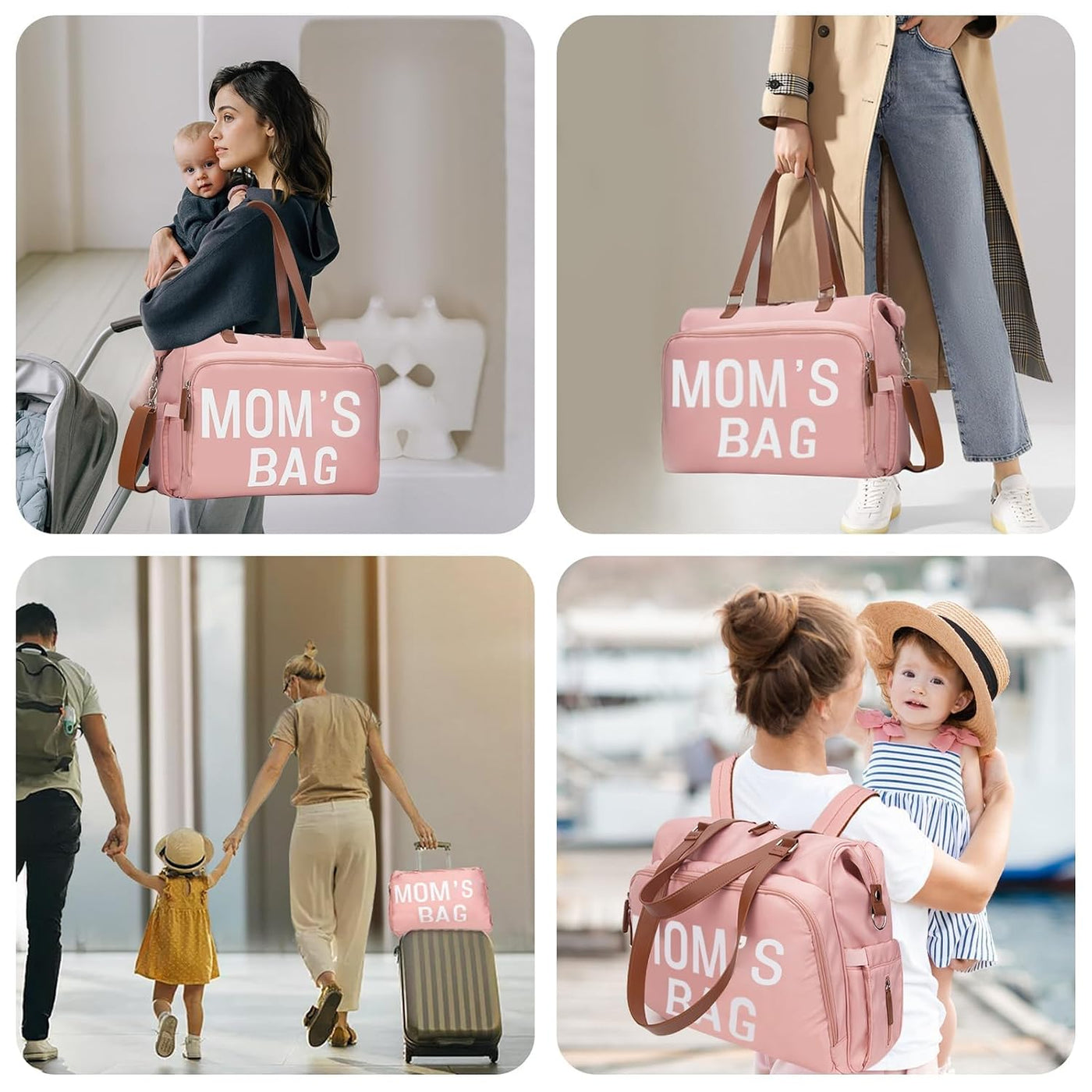 Pripher - Mochila para pañales de mamá 4 en 1, bolso para bebé, bol...