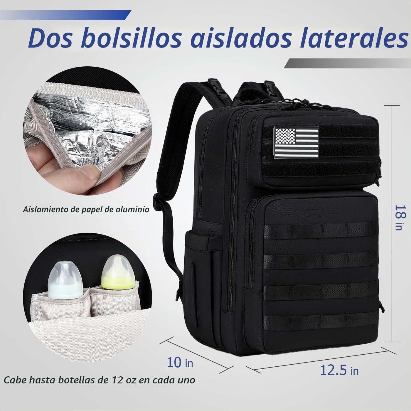 LORADI Mochila grande para pañales para papá, estilo táctico, color...