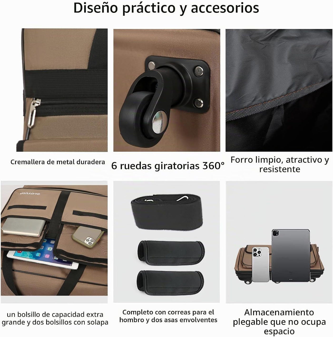 Gloyuda Equipaje expandible de 130 L, maleta de 40 pulgadas con rue...