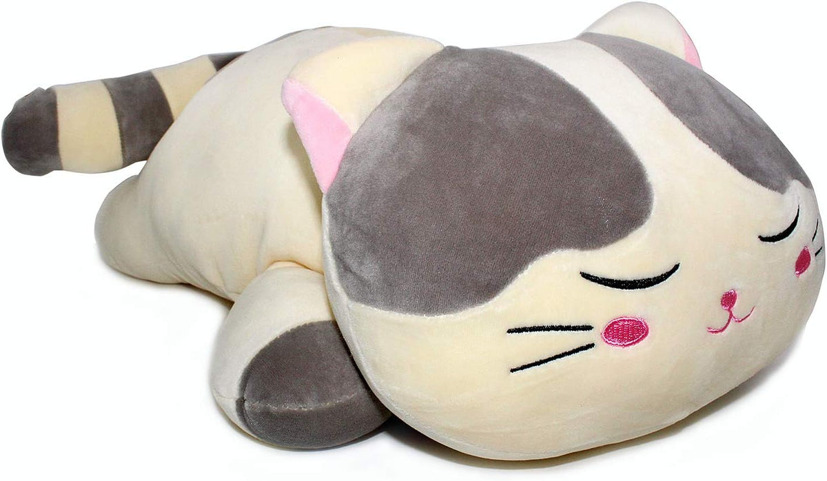 Vintoys - Almohada muy suave para abrazar con gato grande, color gr...