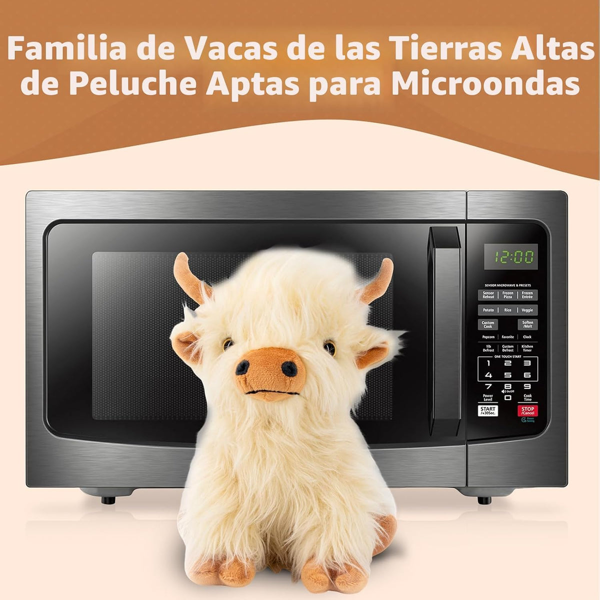 Marysun Animal de Peluche de Vaca de las Tierras Altas Apto para Mi...