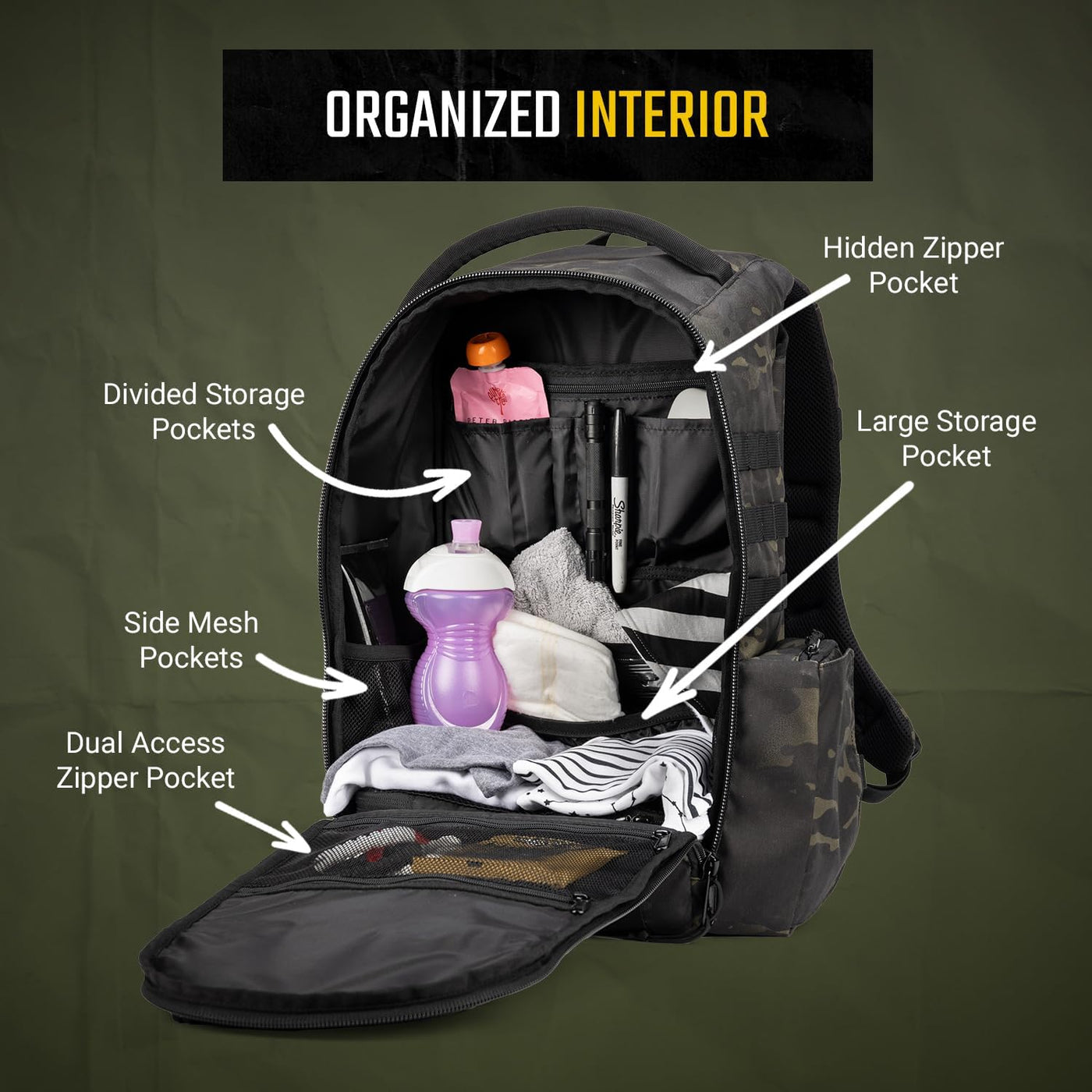 Tactical Baby Gear Daypack Mochila Táctica de Pañales para Papás -...