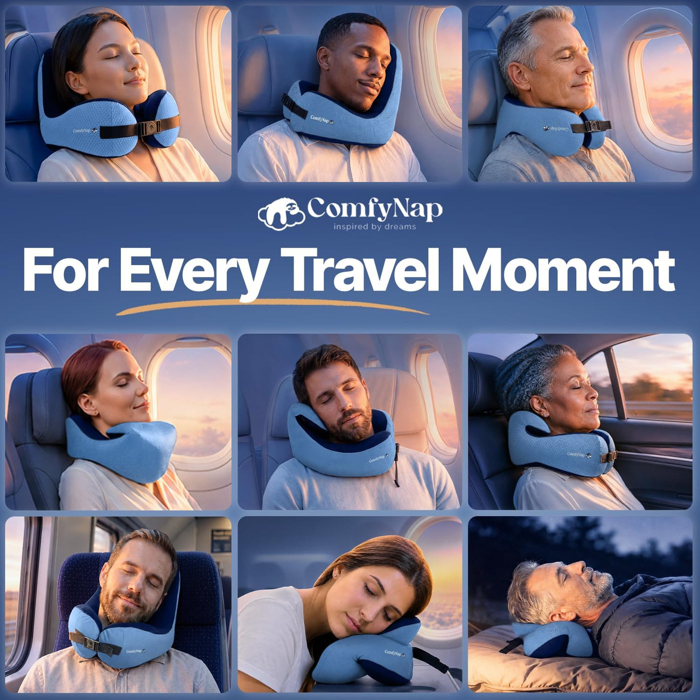 ComfyNap® Zeus - Almohada de cuello de viaje versátil para avión [p...